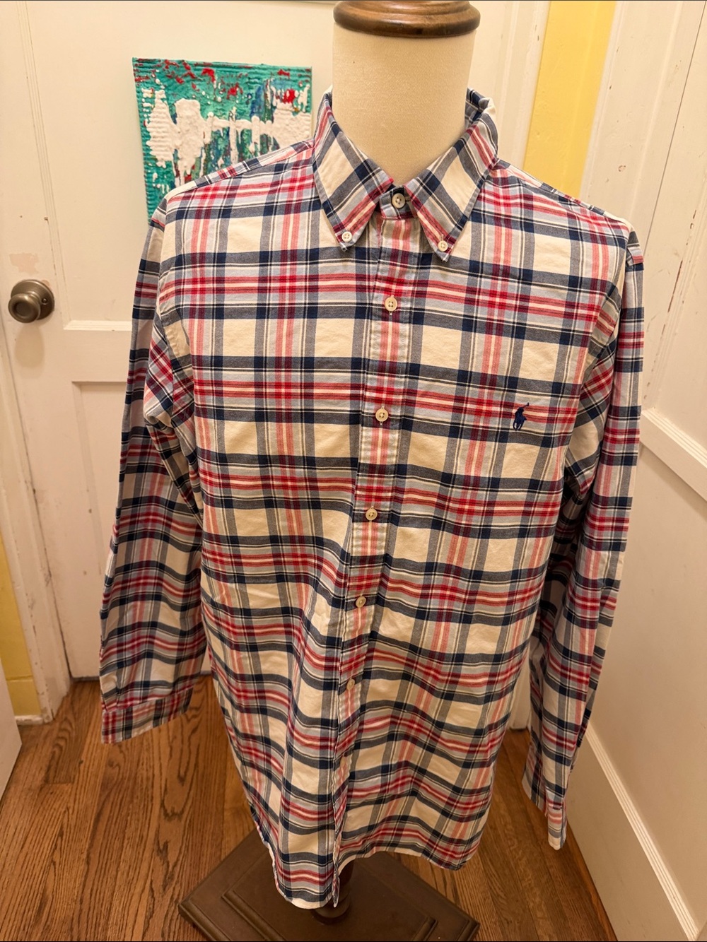 Polo by Ralph Lauren Red, Navy & White Plaid Button-Down Shirt